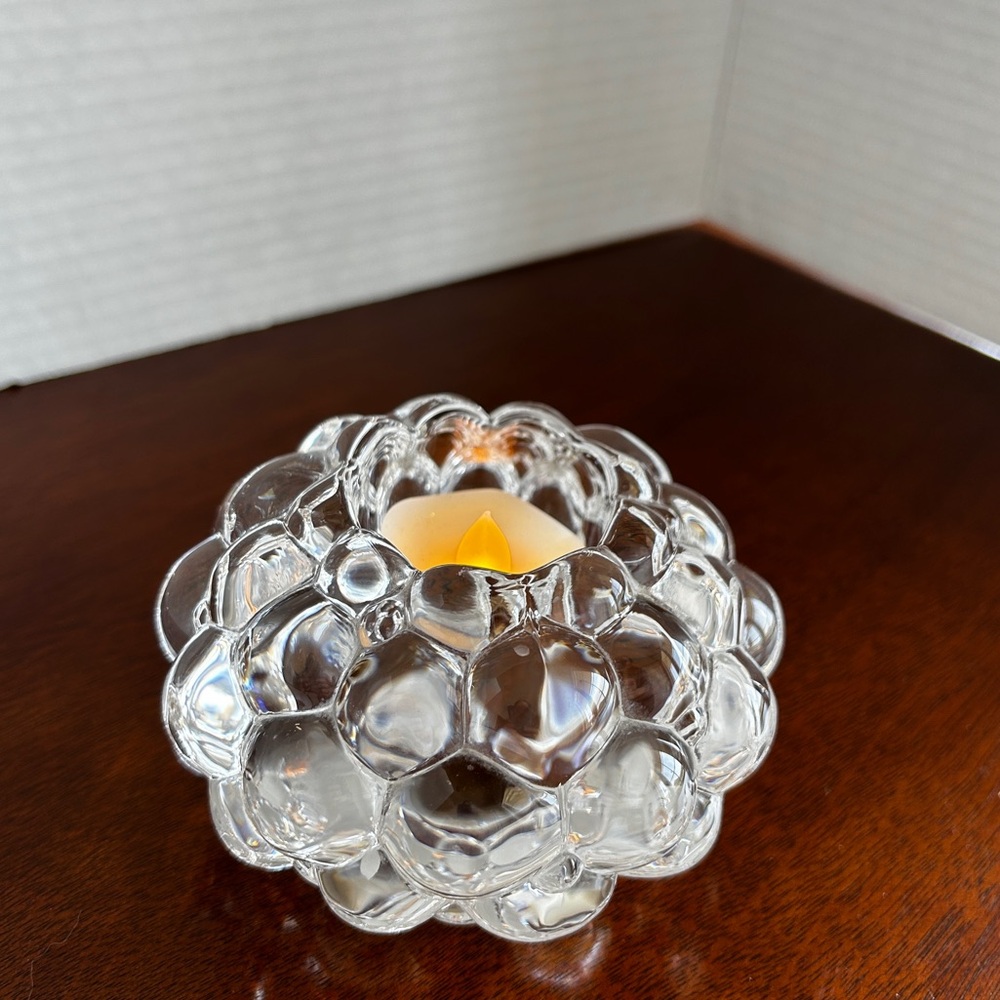 Orrefors Crystal Raspberry Bubble Votive Candle Holder